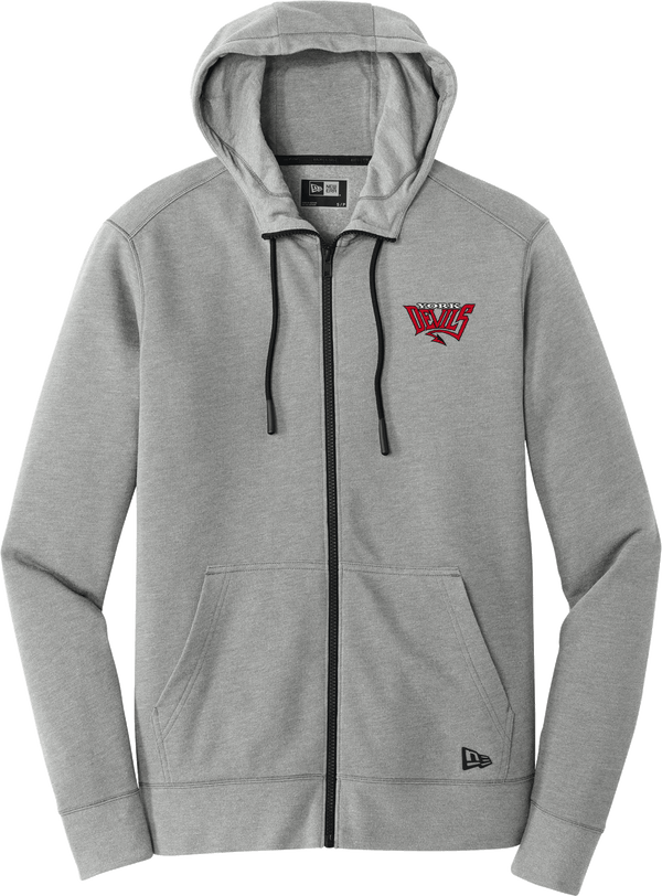 York Devils New Era Tri-Blend Fleece Full-Zip Hoodie