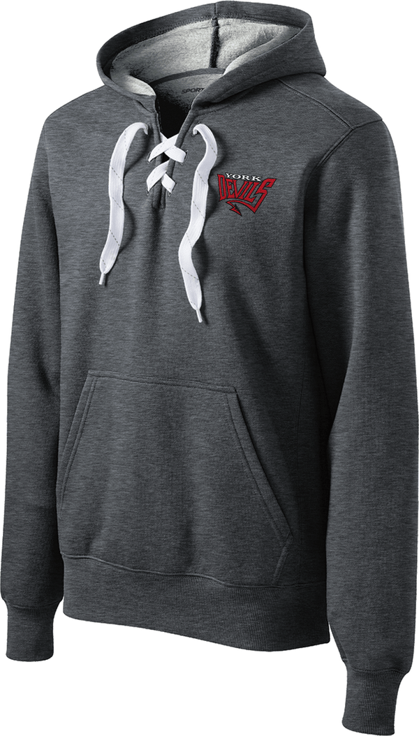 York Devils Lace Up Pullover Hooded Sweatshirt